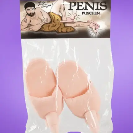 Plüss papucs natúr - péniszformájú