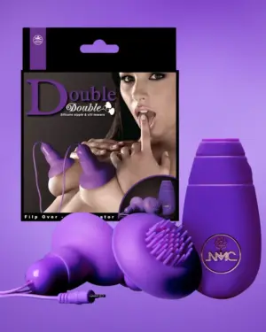Double - Mellbimbó vibrátor - 1 pár (lila)