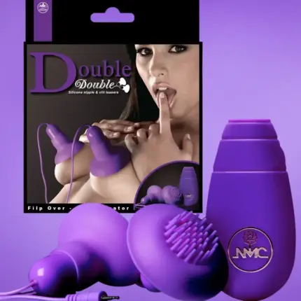 Double - Mellbimbó vibrátor - 1 pár (lila)