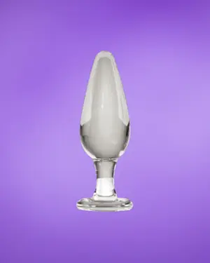 Icicles No. 26 - Kúpos, üveg anál dildó (áttetsző)