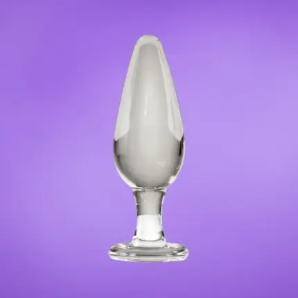 Icicles No. 26 - Kúpos, üveg anál dildó (áttetsző)