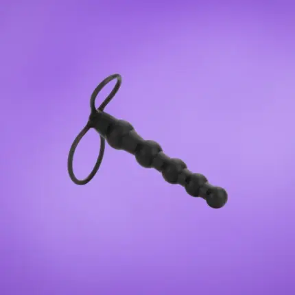 Beaded Dual Penetrator - Análgyöngy herepánttal (fekete)