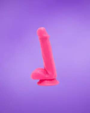 Get Real Happy Dicks 6" - Dildó herékkel (pink) -15cm