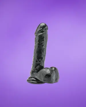 Get Real 7"- Élethű dildó herékkel (fekete) -18cm