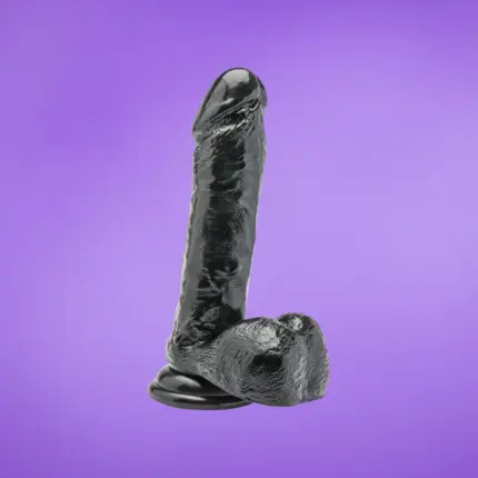 Get Real 7"- Élethű dildó herékkel (fekete) -18cm