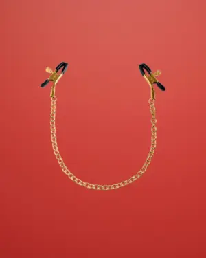 Fetish Fantasy Gold Chain - Mellbimbó csipesz lánccal