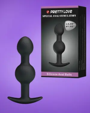 Pretty Love Heavy Balls - Gömbös análplug (fekete)