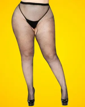 Leg Avenue - Alul nyitott fekete harisnya XL/XXL - Image 2