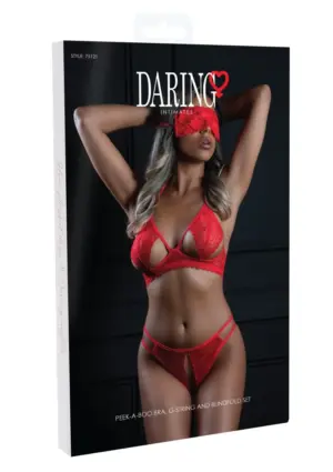 Daring 75121 - Piros bikini szett szemkötővel S/M - Image 8