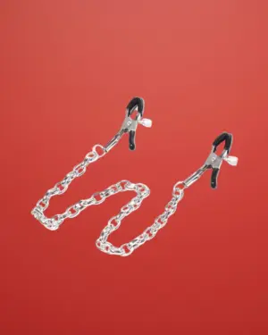 Fetish Addict - Mellbimbó csipesz fém lánccal