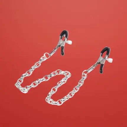 Fetish Addict - Mellbimbó csipesz fém lánccal