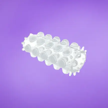 Power Strechy Sleeve - Bordázott péniszköpeny (átlátszó)