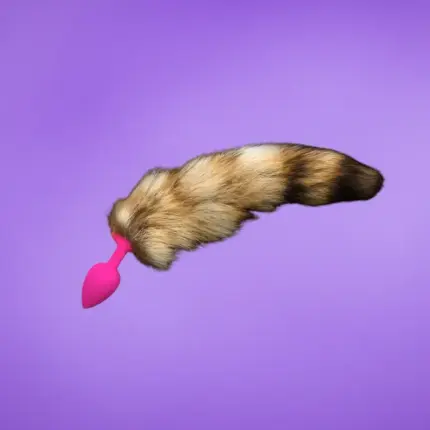 Jewellery Silic Striped Tail - Pink szilikon análdugó rókafarokkal S