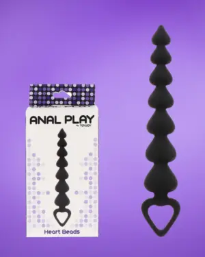 Anal Play Heart Beads - Análgyöngy (fekete)
