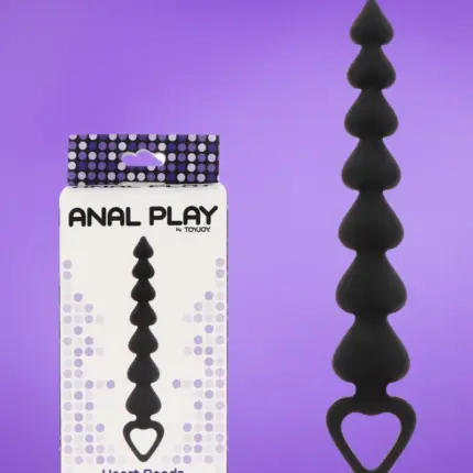 Anal Play Heart Beads - Análgyöngy (fekete)