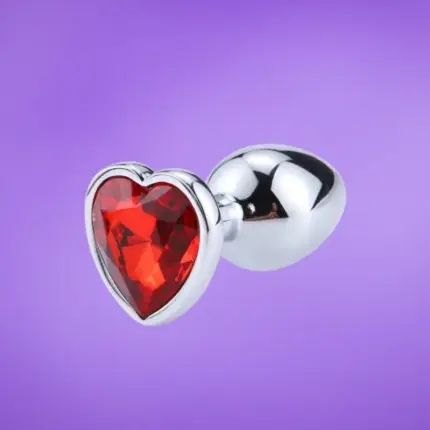 Afterdark - Metál análdugó piros szív kővel S
