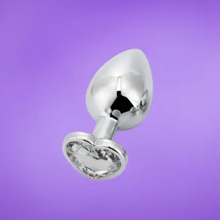 Afterdark - Análdugó szív alakú gyémánt dísszel (ezüst) L