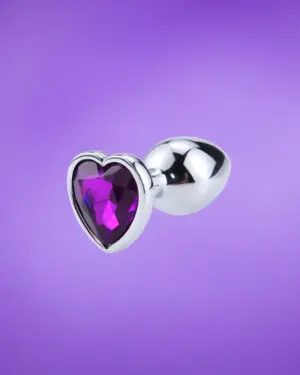 Afterdark - Análdugó szív alakú gyémánt dísszel (lila) S
