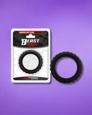Beast Rings 45 mm - Bordázott péniszgyűrű (fekete)