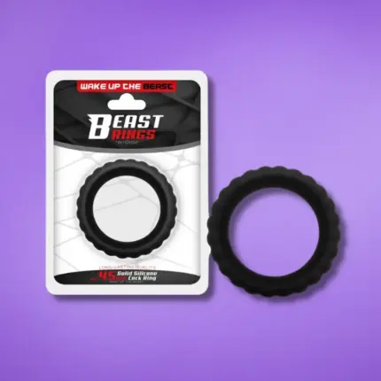 Beast Rings 45 mm - Bordázott péniszgyűrű (fekete)