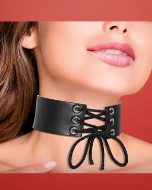 Cinderella - Fűzős nyakpánt (fekete)