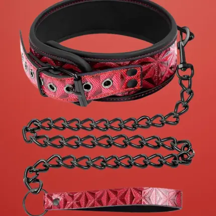 Diamond Line - Nyakörv lánccal, gyémánt mintázattal (piros)