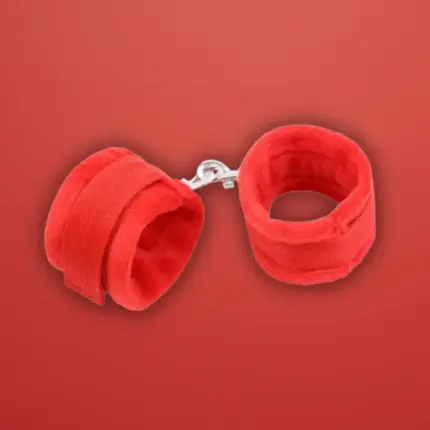 Intoyou BDSM Line - Plüss tépőzáras csuklókötöző (piros)