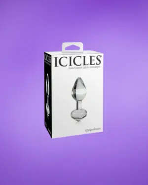 Icicles No. 44 - Kúpos, üveg anál dildó (áttetsző)