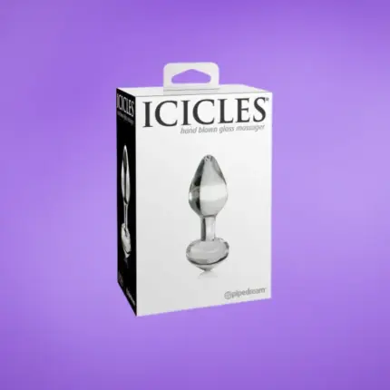 Icicles No. 44 - Kúpos, üveg anál dildó (áttetsző)