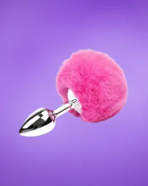 Afterdark - Fém análdugó nyuszifarokkal (pink) S