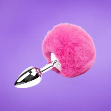 Afterdark - Fém análdugó nyuszifarokkal (pink) S