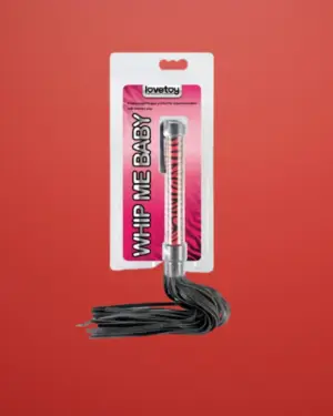 Lovetoy Whip Me Baby - Műbőr korbács (piros/fekete)