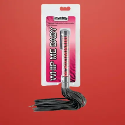 Lovetoy Whip Me Baby - Műbőr korbács (piros/fekete)