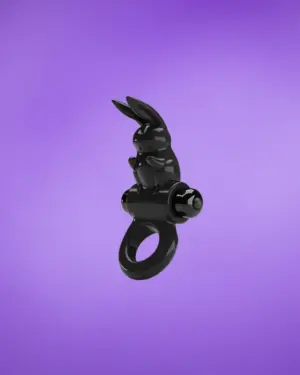 Pretty Love - Nyuszis vibráló péniszgyűrű (fekete)