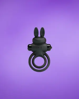 Pretty Love Vibrating Ring 3 - Vibrációs,nyuszis péniszgyűrű (fekete)