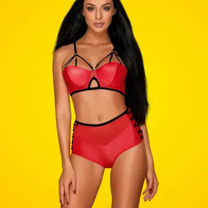 Obsessive Leatheria - Fehérnemű szett (piros)