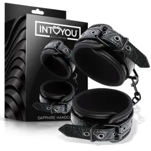 Intoyou Black Sapphire - Állítható műbőr csuklókötöző (fekete) - Image 6