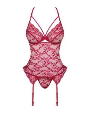 Obsessive Ivetta - Csipkés fűző (bordó) L/XL - Image 3