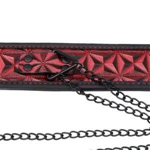 Diamond Line - Gyémánt mintázatú nyakörv mellbimbócsipesszel (piros) - Image 3