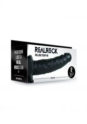 Realrock 8" - Felcsatolható dildó (fekete) - 20,5cm - Image 3