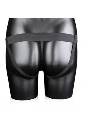 Ouch Ribbed Hollow Strapon 8'' - Felcsatolható dildó herékkel (fekete) - 21cm - Image 5