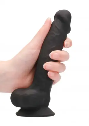 Realrock Silicone 7'' - Dildó herékkel (fekete) - 18cm - Image 2
