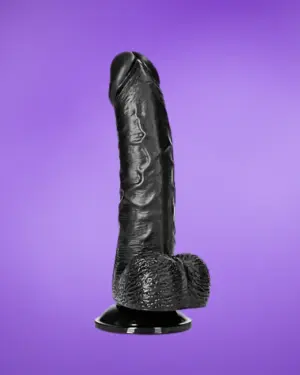 Realrock 6" - Dildó herékkel (fekete) - 15,5cm