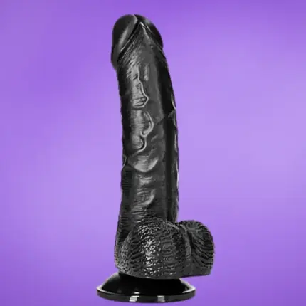 Realrock 6" - Dildó herékkel (fekete) - 15,5cm