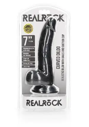 Realrock 7" - Dildó herékkel (fekete) - 18cm - Image 4