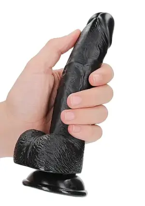 Realrock 7" - Dildó herékkel (fekete) - 18cm - Image 2