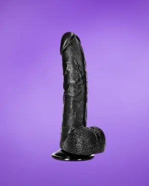 Realrock 8" - Dildó herékkel (fekete) - 20,5cm