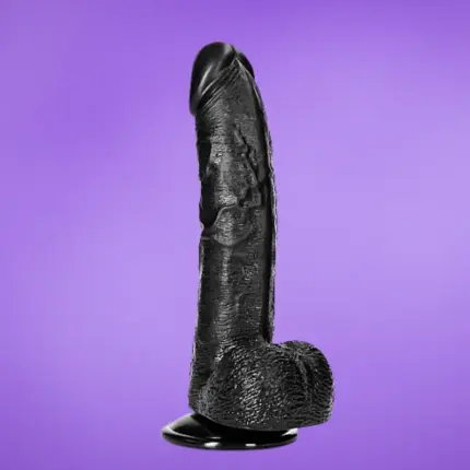 Realrock 8" - Dildó herékkel (fekete) - 20,5cm