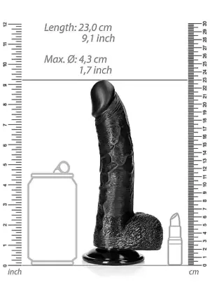 Realrock 8" - Dildó herékkel (fekete) - 20,5cm - Image 5