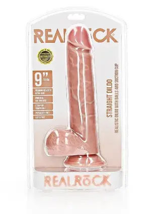 Realrock 9" - Dildó herékkel (natúr) - 23cm - Image 5